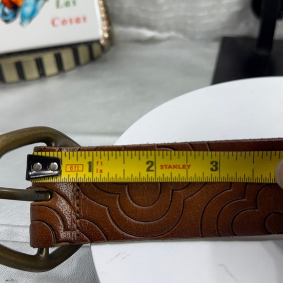 (H) Gap 1969 Vintage Floral Design Large Leather Belt - Picture 7 of 11